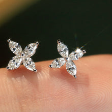 Load image into Gallery viewer, LUOWEND 18K White Gold Natural Diamond Earrings for Women