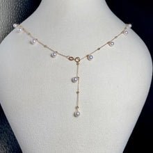 Load image into Gallery viewer, LUOWEND 18K Yellow Gold Real Natural Akoya Pearl Necklace for Women