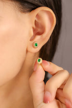 Load image into Gallery viewer, LUOWEND 18K Yellow Gold Real Natural Emerald and Diamond Gemstone Earrings for Women