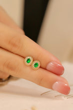 Load image into Gallery viewer, LUOWEND 18K Yellow Gold Real Natural Emerald and Diamond Gemstone Earrings for Women