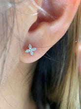 Load image into Gallery viewer, LUOWEND 18K White Gold Natural Diamond Earrings for Women