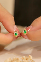 Load image into Gallery viewer, LUOWEND 18K Yellow Gold Real Natural Emerald and Diamond Gemstone Earrings for Women