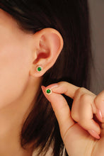Load image into Gallery viewer, LUOWEND 18K Yellow Gold Real Natural Emerald and Diamond Earrings for Women