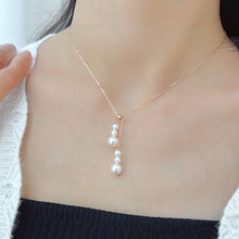 Load image into Gallery viewer, LUOWEND 18K Rose Gold Real Natural Freshwater Pearl Necklace for Women
