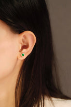 Load image into Gallery viewer, LUOWEND 18K Yellow Gold Real Natural Emerald and Diamond Earrings for Women