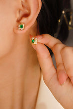 Load image into Gallery viewer, LUOWEND 18K Yellow Gold Real Natural Emerald and Diamond Gemstone Earrings for Women