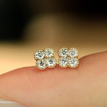 Load image into Gallery viewer, LUOWEND 18K White or Yellow Gold Natural Diamond Earrings for Women