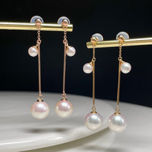 Load image into Gallery viewer, LUOWEND 18K Yellow or Rose Gold Real Natural Pearl Earrings for Women