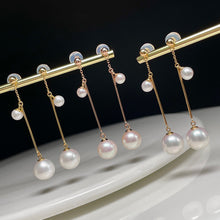 Load image into Gallery viewer, LUOWEND 18K Yellow or Rose Gold Real Natural Pearl Earrings for Women