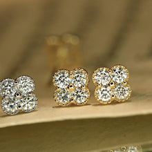 Load image into Gallery viewer, LUOWEND 18K White or Yellow Gold Natural Diamond Earrings for Women