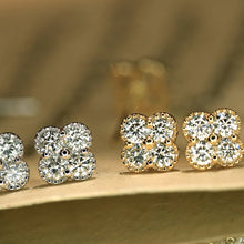 Load image into Gallery viewer, LUOWEND 18K White or Yellow Gold Natural Diamond Earrings for Women