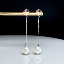 Load image into Gallery viewer, LUOWEND 18K Rose Gold Real Natural Pearl Earrings for Women