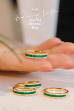 Load image into Gallery viewer, LUOWEND 18K Yellow Gold Real Natural Emerald Ring for Women