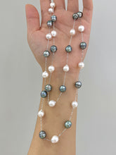 Load image into Gallery viewer, LUOWEND 18K White Gold Real Natural Pearl Necklace for Women