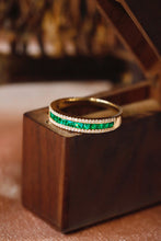 Load image into Gallery viewer, LUOWEND 18K Yellow Gold Real Natural Emerald Ring for Women