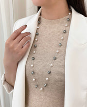 Load image into Gallery viewer, LUOWEND 18K White Gold Real Natural Pearl Necklace for Women