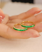 Load image into Gallery viewer, LUOWEND 18K Yellow Gold Real Natural Emerald Ring for Women