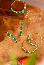 Load image into Gallery viewer, LUOWEND 18K Yellow Gold Real Natural Emerald Ring for Women