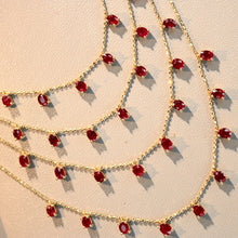 Load image into Gallery viewer, LUOWEND 18K Yellow Gold Natural Ruby Necklace for Women