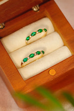 Load image into Gallery viewer, LUOWEND 18K Yellow Gold Real Natural Emerald Ring for Women