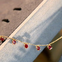 Load image into Gallery viewer, LUOWEND 18K Yellow Gold Natural Ruby Necklace for Women