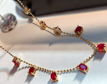 Load image into Gallery viewer, LUOWEND 18K Yellow Gold Natural Ruby Necklace for Women