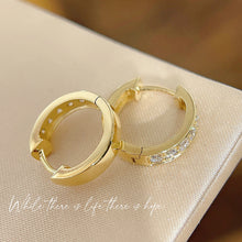 Load image into Gallery viewer, LUOWEND 18K White/Rose/Yellow Gold Real Natural Diamond Hoop Earrings for Women
