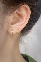 Load image into Gallery viewer, LUOWEND 18K White/Rose/Yellow Gold Real Natural Diamond Hoop Earrings for Women