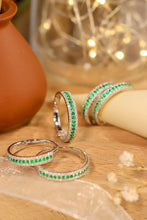 Load image into Gallery viewer, LUOWEND 18K White Gold Real Natural Diamond&Emerald Ring for Women