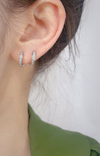 Load image into Gallery viewer, LUOWEND 18K White/Rose/Yellow Gold Real Natural Diamond Hoop Earrings for Women