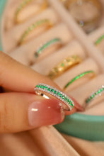 Load image into Gallery viewer, LUOWEND 18K White Gold Real Natural Diamond&Emerald Ring for Women