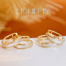 Load image into Gallery viewer, LUOWEND 18K Yellow Gold Real Natural Fritillaria Gemstone Earrings for Women