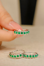 Load image into Gallery viewer, LUOWEND 18K White Gold Real Natural Diamond&Emerald Ring for Women