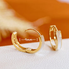 Load image into Gallery viewer, LUOWEND 18K Yellow Gold Real Natural Fritillaria Gemstone Earrings for Women