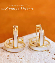 Load image into Gallery viewer, LUOWEND 18K Yellow Gold Real Natural Fritillaria Gemstone Earrings for Women