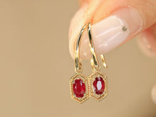Load image into Gallery viewer, LUOWEND 18K Yellow Gold Natural Ruby Earrings for Women
