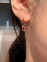 Load image into Gallery viewer, LUOWEND 18K Yellow Gold Natural Ruby Earrings for Women