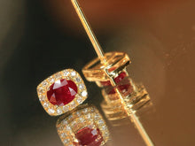 Load image into Gallery viewer, LUOWEND 18K Yellow Gold Natural Ruby Earrings for Women