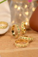 Load image into Gallery viewer, LUOWEND 18K Yellow Gold Real Natural Emerald Ring for Women