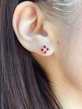 Load image into Gallery viewer, LUOWEND 18K Yellow Gold Natural Ruby Earrings for Women