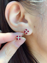 Load image into Gallery viewer, LUOWEND 18K Yellow Gold Natural Ruby Earrings for Women