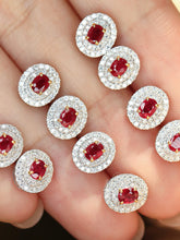 Load image into Gallery viewer, LUOWEND 18K White Gold Natural Ruby Earrings for Women