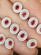 Load image into Gallery viewer, LUOWEND 18K White Gold Natural Ruby Earrings for Women
