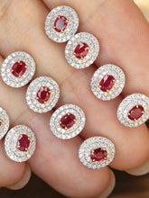 Load image into Gallery viewer, LUOWEND 18K White Gold Natural Ruby Earrings for Women