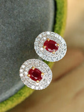 Load image into Gallery viewer, LUOWEND 18K White Gold Natural Ruby Earrings for Women