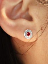 Load image into Gallery viewer, LUOWEND 18K White Gold Natural Ruby Earrings for Women