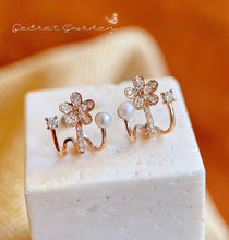 Load image into Gallery viewer, LUOWEND 18K Rose Gold Real Natural Diamond Stud Earrings for Women