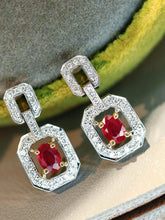 Load image into Gallery viewer, LUOWEND 18K White Gold Natural Ruby Earrings for Women
