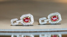 Load image into Gallery viewer, LUOWEND 18K White Gold Natural Ruby Earrings for Women