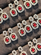 Load image into Gallery viewer, LUOWEND 18K White Gold Natural Ruby Earrings for Women